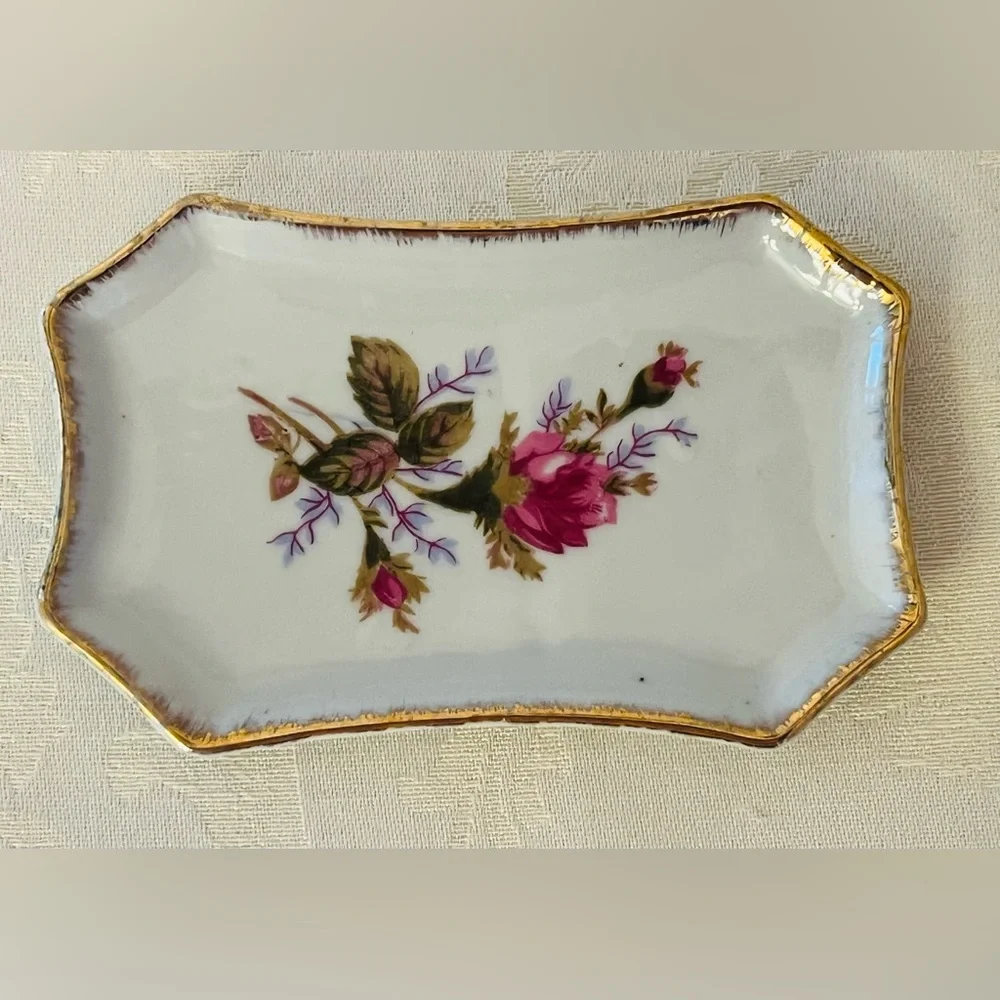 Elegant Vintage Floral Porcelain Hand Painted Japan Trinket Dishes
